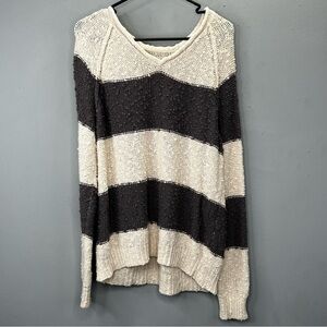 LA Hearts Sweater V-Neck Cream Off-White & Gray Grey Long Medium 100% Cotton